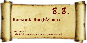 Beranek Benjámin névjegykártya